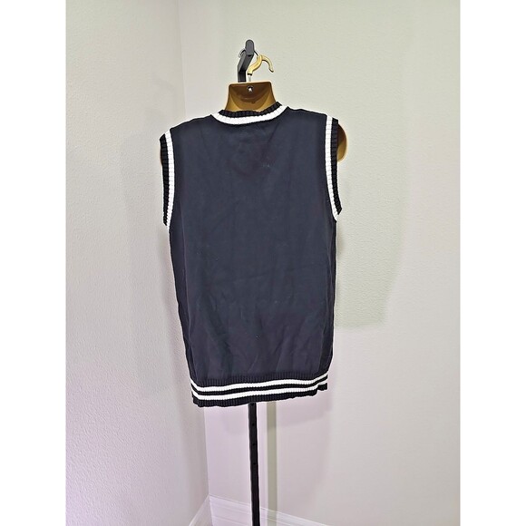 Black Cable Knit Sweater Vest Mens XL Cotton Fall Winter Preppy Golf Collegiate - Picture 4 of 7
